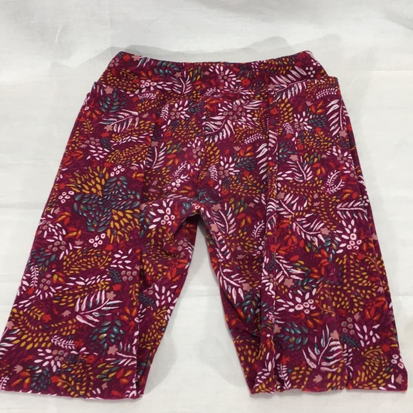 LulaRoe Floral Leaf Pattern Soft Leggings, Magenta - Picture 4 of 7
